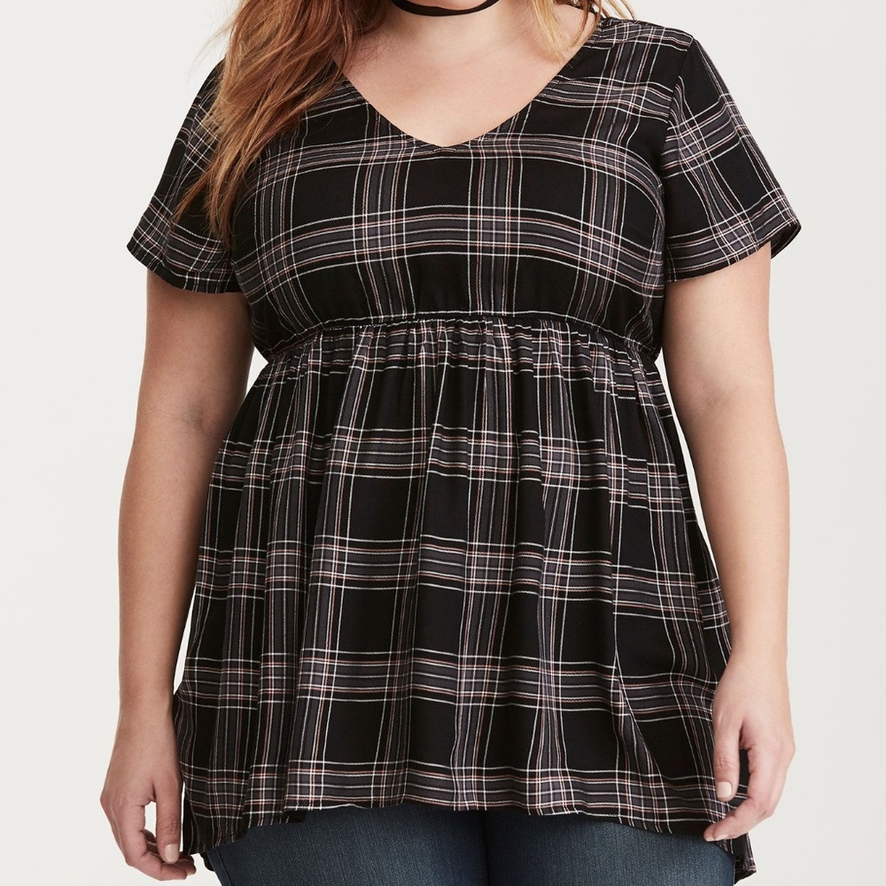Torrid Plaid Print Crossback Blouse